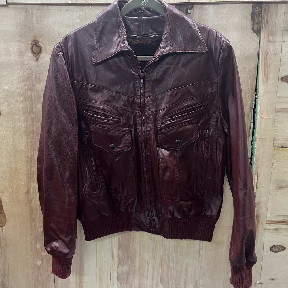 Men's Burgundy Leather Jacket